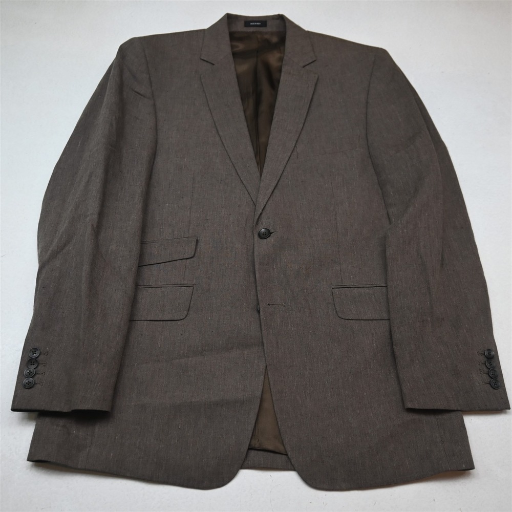 Murano 44L Brown 100% Linen Mens Blazer Suit Jacket Sport Coat